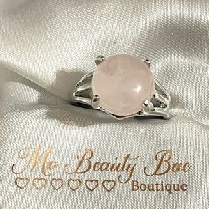 Pink Quartz Crystal Ring